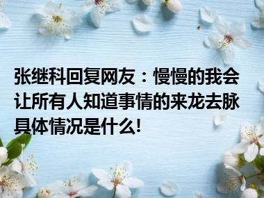 张继科回复网友：慢慢的我会让所有人知道事情的来龙去脉 具体情况是什么!