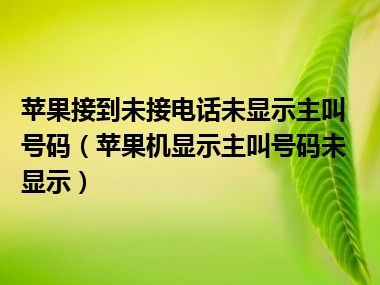 苹果接到未接电话未显示主叫号码（苹果机显示主叫号码未显示）