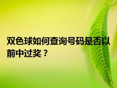 双色球如何查询号码是否以前中过奖？