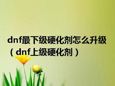 dnf最下级硬化剂怎么升级（dnf上级硬化剂）