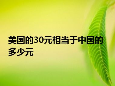 美国的30元相当于中国的多少元