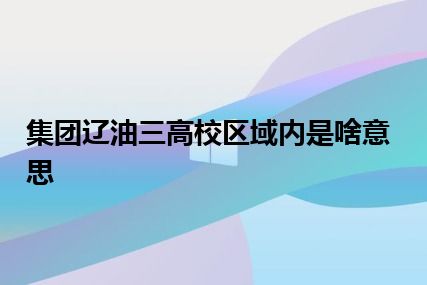 集团辽油三高校区域内是啥意思