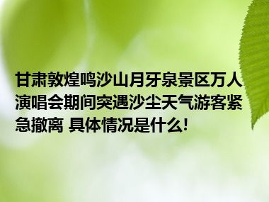 甘肃敦煌鸣沙山月牙泉景区万人演唱会期间突遇沙尘天气游客紧急撤离 具体情况是什么!