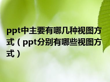 ppt中主要有哪几种视图方式（ppt分别有哪些视图方式）