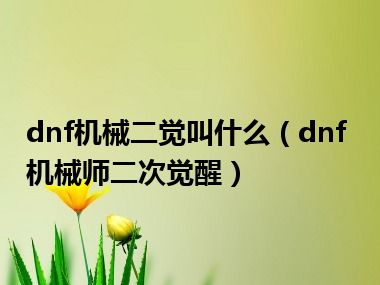 dnf机械二觉叫什么（dnf机械师二次觉醒）