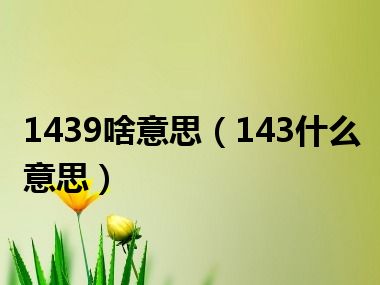 1439啥意思（143什么意思）