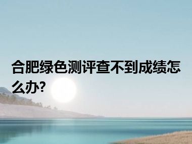 合肥绿色测评查不到成绩怎么办?