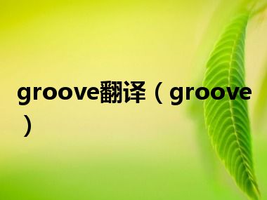 groove翻译（groove）