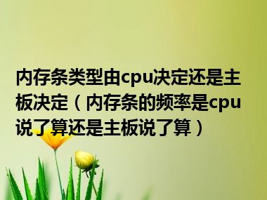 内存条类型由cpu决定还是主板决定（内存条的频率是cpu说了算还是主板说了算）