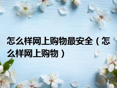 怎么样网上购物最安全（怎么样网上购物）