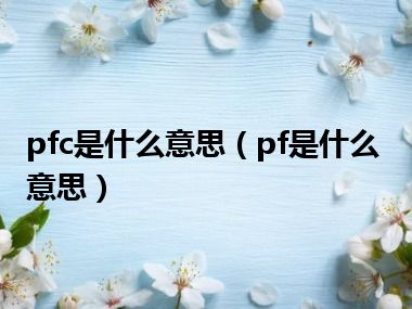 pfc是什么意思（pf是什么意思）