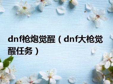 dnf枪炮觉醒（dnf大枪觉醒任务）