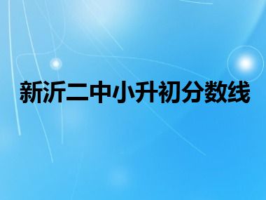 新沂二中小升初分数线