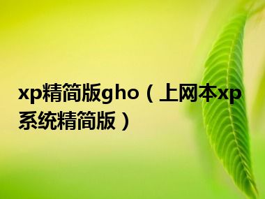 xp精简版gho（上网本xp系统精简版）