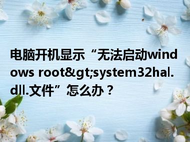 电脑开机显示“无法启动windows root>system32hal.dll.文件”怎么办？