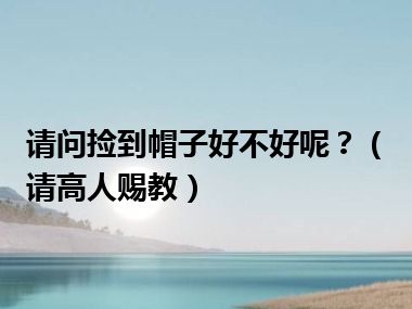 请问捡到帽子好不好呢？（请高人赐教）