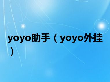 yoyo助手（yoyo外挂）