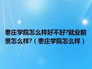 枣庄学院怎么样好不好?就业前景怎么样?（枣庄学院怎么样）