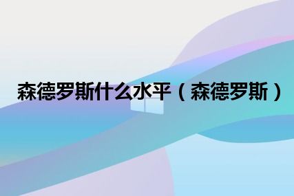 森德罗斯什么水平（森德罗斯）