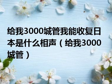 给我3000城管我能收复日本是什么相声（给我3000城管）