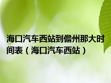 海口汽车西站到儋州那大时间表（海口汽车西站）