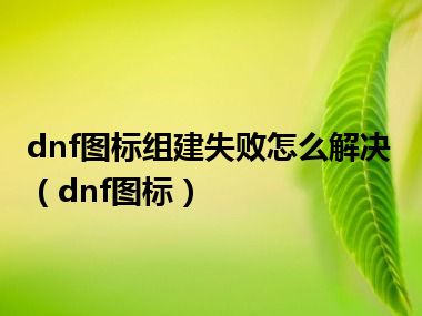 dnf图标组建失败怎么解决（dnf图标）