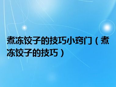 煮冻饺子的技巧小窍门（煮冻饺子的技巧）