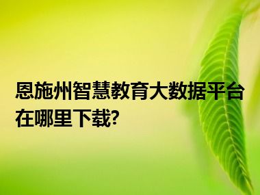 恩施州智慧教育大数据平台在哪里下载?