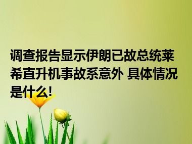 调查报告显示伊朗已故总统莱希直升机事故系意外 具体情况是什么!