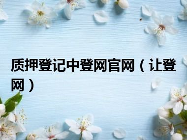 质押登记中登网官网（让登网）