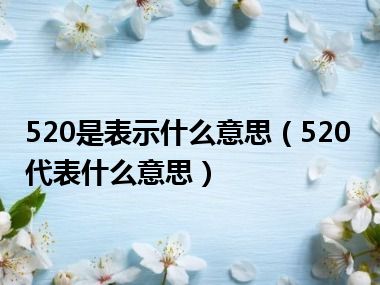 520是表示什么意思（520代表什么意思）