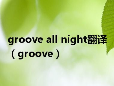 groove all night翻译（groove）