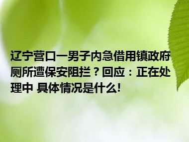 辽宁营口一男子内急借用镇政府厕所遭保安阻拦？回应：正在处理中 具体情况是什么!