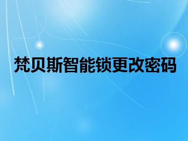 梵贝斯智能锁更改密码