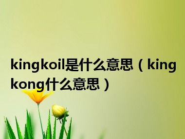 kingkoil是什么意思（kingkong什么意思）