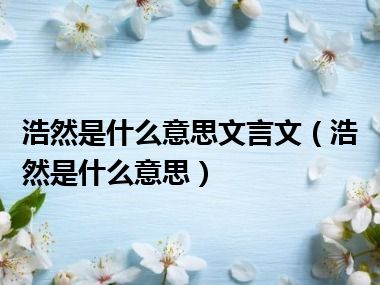 浩然是什么意思文言文（浩然是什么意思）