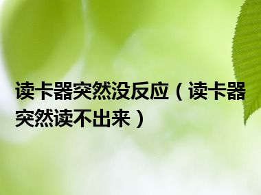 读卡器突然没反应（读卡器突然读不出来）