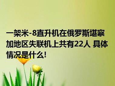 一架米-8直升机在俄罗斯堪察加地区失联机上共有22人 具体情况是什么!