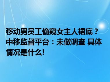 移动男员工偷窥女主人裙底？中移监督平台：未做调查 具体情况是什么!