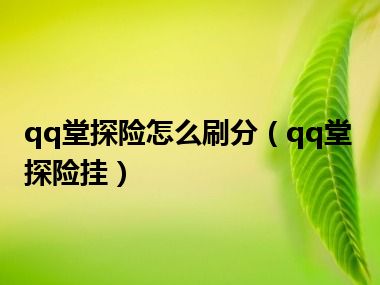 qq堂探险怎么刷分（qq堂探险挂）