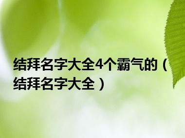 结拜名字大全4个霸气的（结拜名字大全）