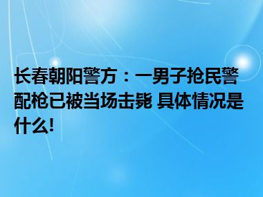 长春朝阳警方：一男子抢民警配枪已被当场击毙 具体情况是什么!