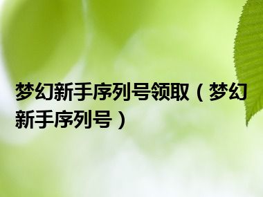 梦幻新手序列号领取（梦幻新手序列号）