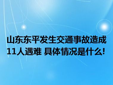 山东东平发生交通事故造成11人遇难 具体情况是什么!