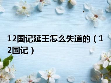 12国记延王怎么失道的（12国记）