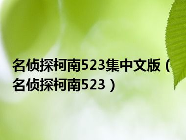 名侦探柯南523集中文版（名侦探柯南523）