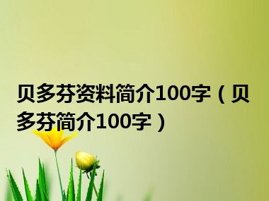 贝多芬资料简介100字（贝多芬简介100字）