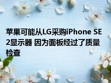 苹果可能从LG采购iPhone SE 2显示器 因为面板经过了质量检查