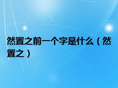 然置之前一个字是什么（然置之）