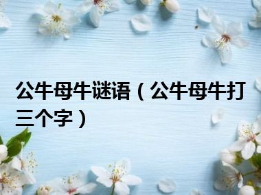 公牛母牛谜语（公牛母牛打三个字）